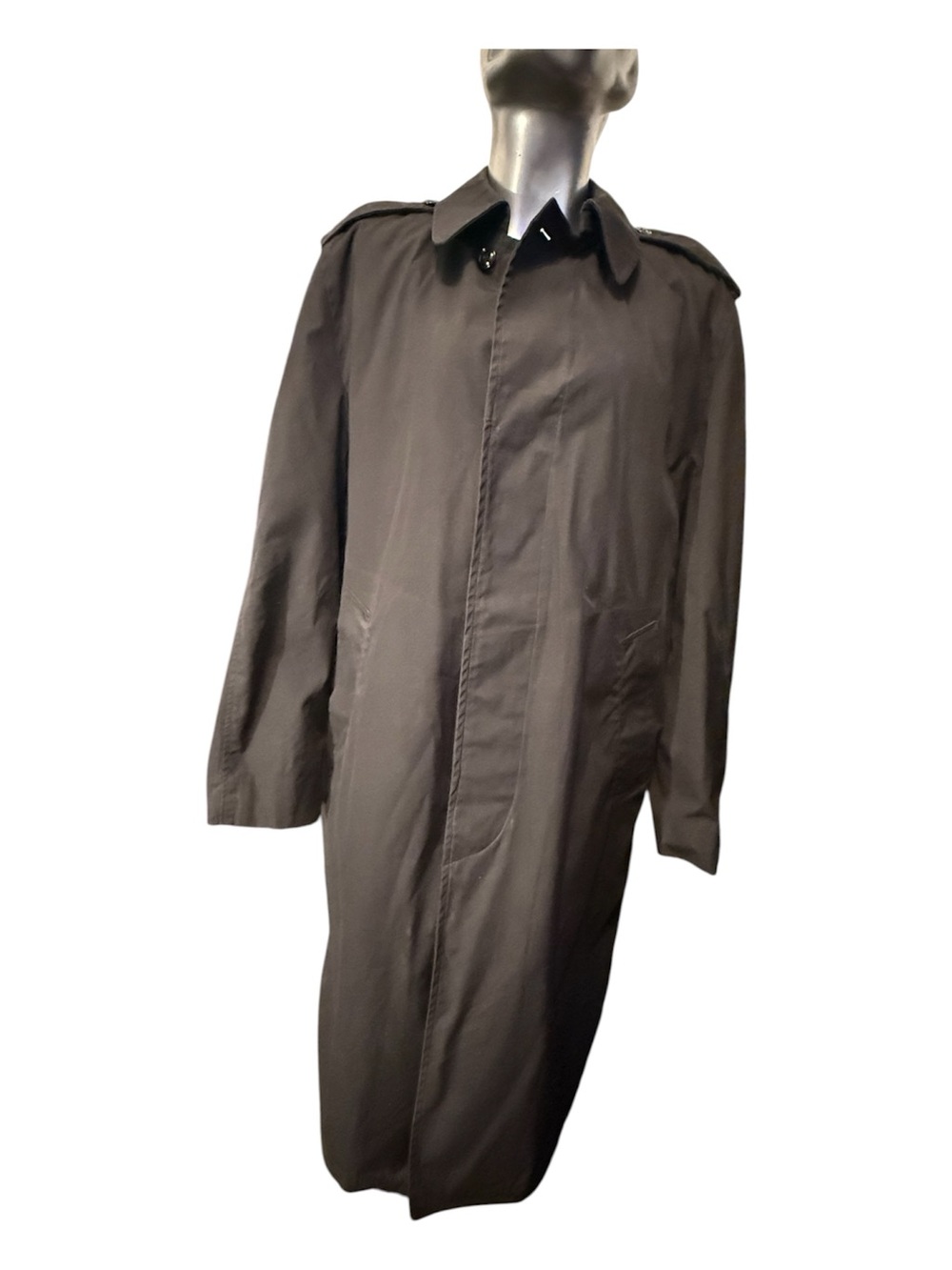 Men's Black Trench Coat with Epaulets